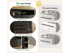 Móvel de bar extensível com rotação de 360° - Comprimento ajustável - com 6 gavetas - MDF - preto