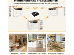 Móvel de bar extensível com rotação de 360° - Comprimento ajustável - com 6 gavetas - MDF - branco