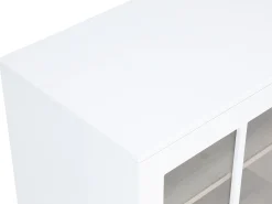 Móvel de bar giratório com arrumação em MDF, vidro temperado branco e natural - ARAMETA