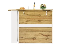 Móvel de bar giratório e recolhível 360° - 204×39×105 cm - 3 portas - prateleiras abertas - branco