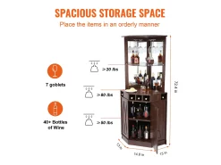 Móvel de Bar Industrial SucceBuy, com Suporte para Copos de Licor e Copos, Móvel de Bar para Café em Madeira Rústica Autônomo para Sala de Estar, Bar em Casa
