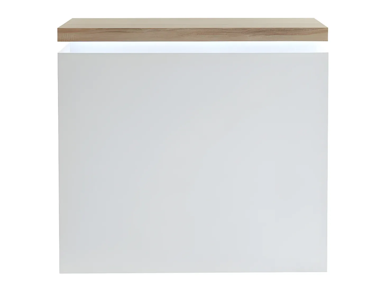 Móvel de bar luminoso - MDF lacado a branco - LEDs - Branco e carvalho. HALO II