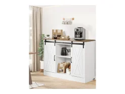 Móvel de Bar para Café SucceBuy, 106 x 40 x 81,5 cm, com 3 Níveis com Portas de Celeiro