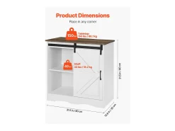 Móvel de Bar para Café SucceBuy, 80 x 35 x 80 cm, 3 Níveis com Porta Deslizante
