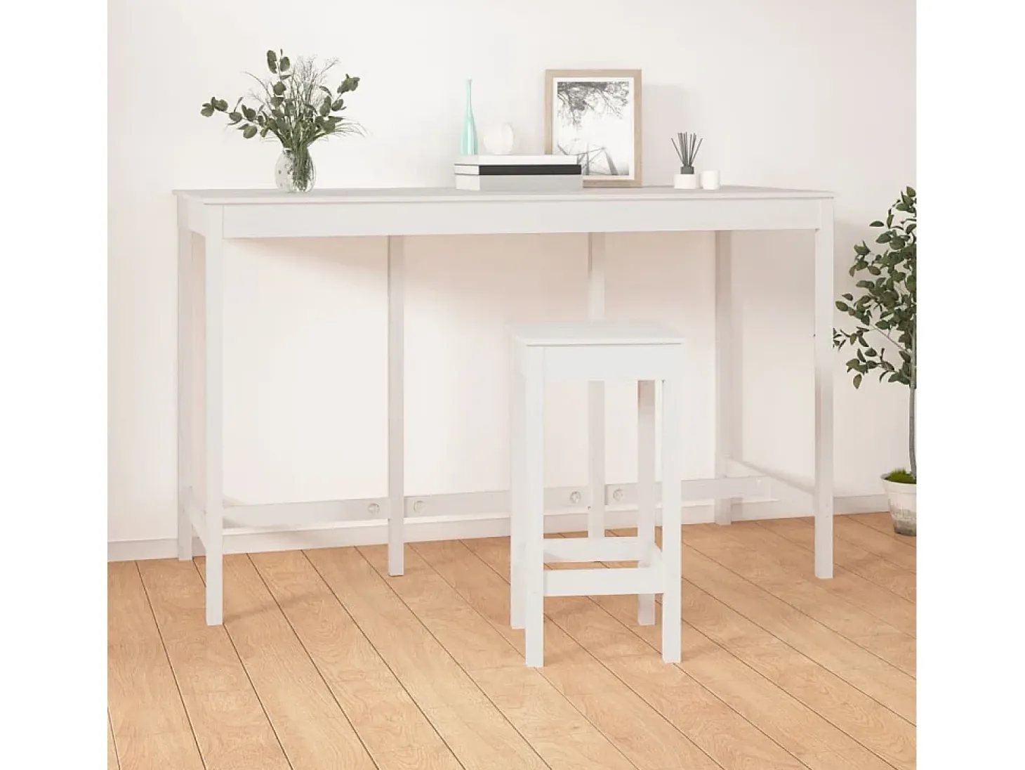 Móvel de bar 180x80x110 cm madeira de pinho maciça branco PT150678