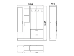 Móvel de entrada design escandinavo ANKA em madeira natural e branco