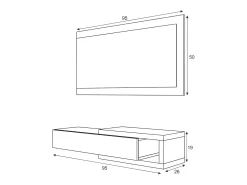 Móvel de entrada Dhasi, Entrada reversível com espelho, Móvel de hall com gaveta, Bandeja de bolso para apartamentos, 95x26h69 cm, Branco e Carvalho