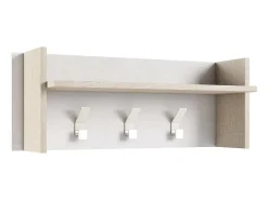 Móvel de entrada Dkornvi, cabide com 3 ganchos, prateleira de entrada, 100% Fabricado na Itália, 90x29h34 cm, Branco e Carvalho