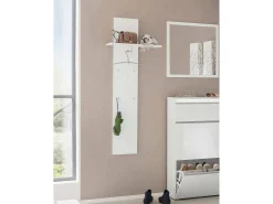 Móvel de entrada Dlentin, Entrada multifuncional moderna, Armário multiuso para hall de entrada, 100% Fabricado na Itália, 50x27h140 cm, Branco brilhante