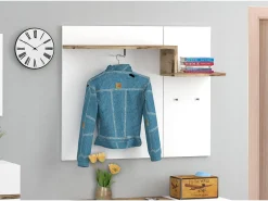 Móvel de entrada Dpace, entrada multifuncional moderna, armário polivalente para hall de entrada, 100% Fabricado na Itália, 120x40h54 cm, branco brilhante e bordo