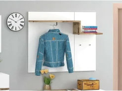 Móvel de entrada Ezio, entrada multifuncional moderna, armário polivalente para hall de entrada, 100% Fabricado na Itália, 120x30h100 cm, branco brilhante e bordo