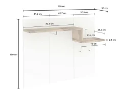 Móvel de entrada Ezio, entrada multifuncional moderna, armário polivalente para hall de entrada, 100% Fabricado na Itália, 120x30h100 cm, branco brilhante e bordo