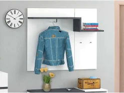 Móvel de entrada Ezio, entrada multifuncional moderna, Armário multiuso para hall de entrada, 100% Fabricado na Itália, 120x30h100 cm, Branco brilhante e ardósia