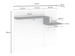Móvel de entrada Ezio, entrada multifuncional moderna, Armário multiuso para hall de entrada, 100% Fabricado na Itália, 120x30h100 cm, Branco brilhante e ardósia