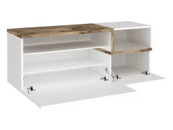 Móvel de entrada Flavio, Entrada multifuncional moderna, Armário multiuso para hall de entrada, 100% Fabricado na Itália, 120x40h54 cm, Branco brilhante e bordo