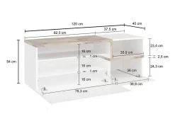 Móvel de entrada Flavio, Entrada multifuncional moderna, Armário multiuso para hall de entrada, 100% Fabricado na Itália, 120x40h54 cm, Branco brilhante e bordo