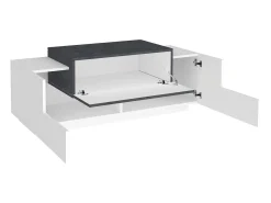 Móvel de entrada Mirco, entrada multifuncional moderna, armário polivalente para hall de entrada, 100% Fabricado na Itália, 120x45h46 cm, branco brilhante e ardósia