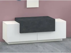 Móvel de entrada Mirco, entrada multifuncional moderna, armário polivalente para hall de entrada, 100% Fabricado na Itália, 120x45h46 cm, branco brilhante e ardósia