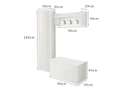 Móvel de entrada Mirtilla, Entrada moderna com cabide, Armário com sapateira, Armário com espelho, Cm 50x32h182, Branco
