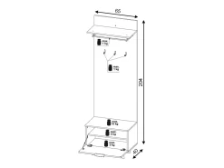 Móvel de entrada Nordic D carvalho evoke / tabilla / branco 65 cm