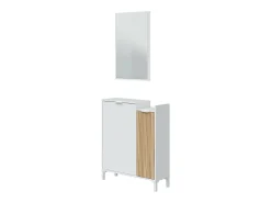 Móvel de entrada Williamsport, entrada 2 portas, guarda-roupa com espelho, arrumação multifuncional, 77x24h91 cm, branco e carvalho