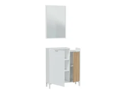 Móvel de entrada Williamsport, entrada 2 portas, guarda-roupa com espelho, arrumação multifuncional, 77x24h91 cm, branco e carvalho