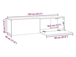 Móvel de parede para TV em carvalho fumado 120 x 30 x 30 cm madeira de engenharia castanha 02_0024280