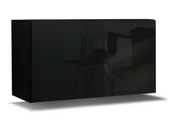 Móvel de sala preto coleção CEPTO, 1 porta, 1 prateleira. Ideal para um pequeno armazenamento na sala.