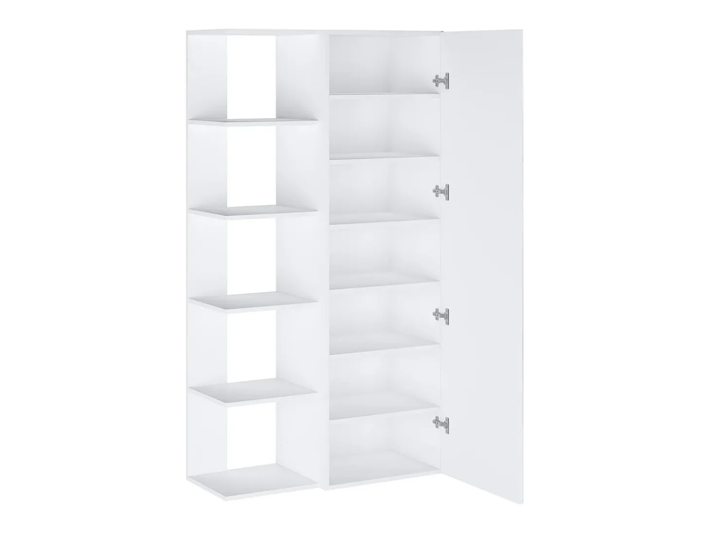 Móvel de sapateira com 4 prateleiras e 1 porta espelho - Branco - SYLANY