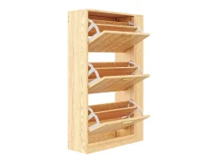 Móvel de sapatos moderno 70x23,5x115 cm - con 3 portas - Prateleiras abertas - aspecto de madeira - MDF - Natural