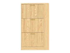 Móvel de sapatos moderno 70x23,5x115 cm - con 3 portas - Prateleiras abertas - aspecto de madeira - MDF - Natural