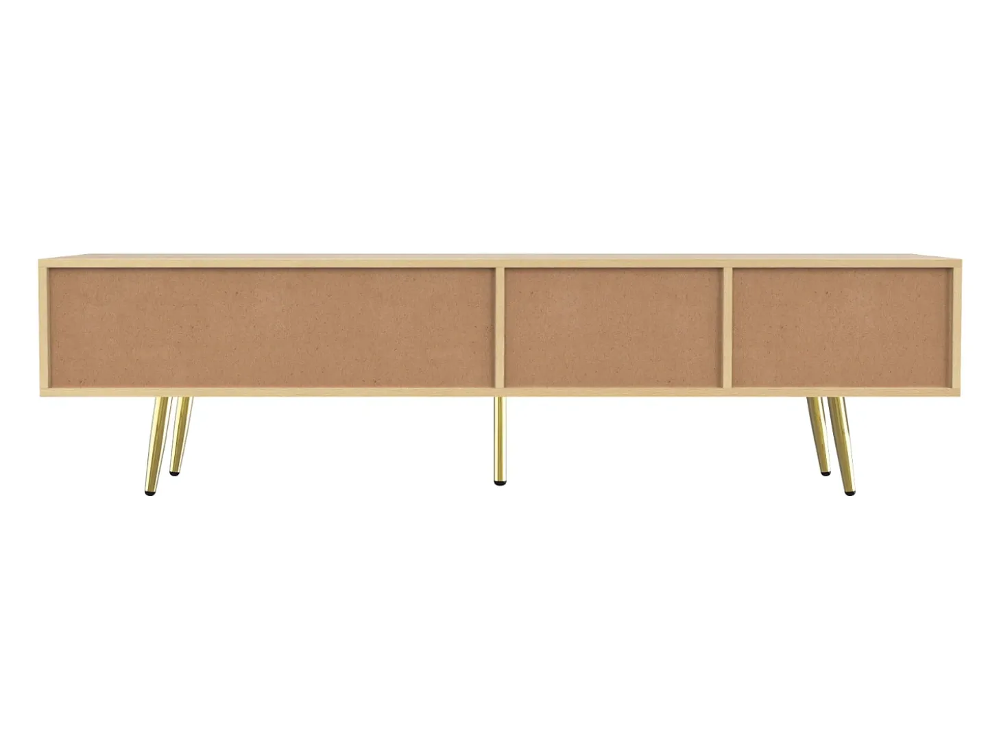 Móvel de TV 160 cm com pés dourados - Móvel de TV moderno com 2 gavetas e 2 portas - Cor madeira