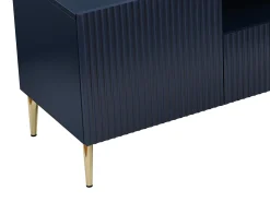 Móvel de TV 2 portas, 2 gavetas e 2 nichos MDF e aço azul e dourado YESINIA