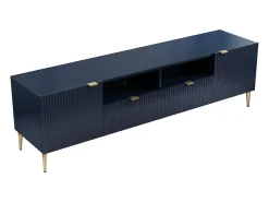 Móvel de TV 2 portas, 2 gavetas e 2 nichos MDF e aço azul e dourado YESINIA