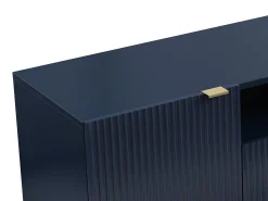 Móvel de TV 2 portas, 2 gavetas e 2 nichos MDF e aço azul e dourado YESINIA