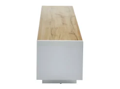 Móvel de TV 2 portas 1 gaveta MDF lacado a branco e natural AMANI