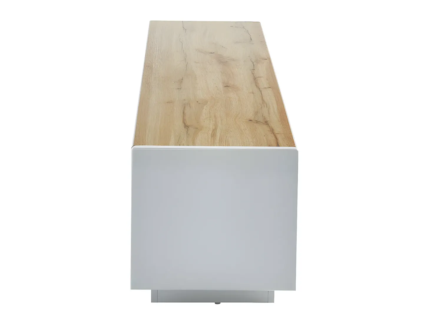 Móvel de TV 2 portas 1 gaveta MDF lacado a branco e natural AMANI