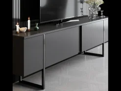 Móvel de TV Antracite e Preto 2 Portas 180cm LUXOR - Design Contemporâneo