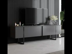 Móvel de TV Antracite e Preto 2 Portas 180cm LUXOR - Design Contemporâneo
