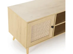 Móvel de TV Bella 2 Portas Cor Carvalho com vime Natural