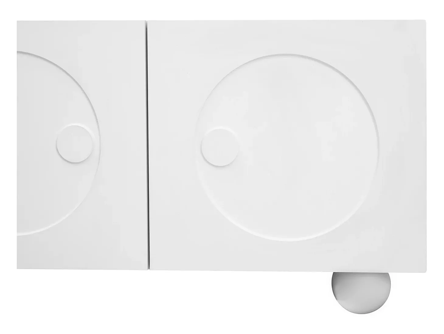 Móvel de TV branco com 4 portas - Pés redondos - MDF e madeira PB