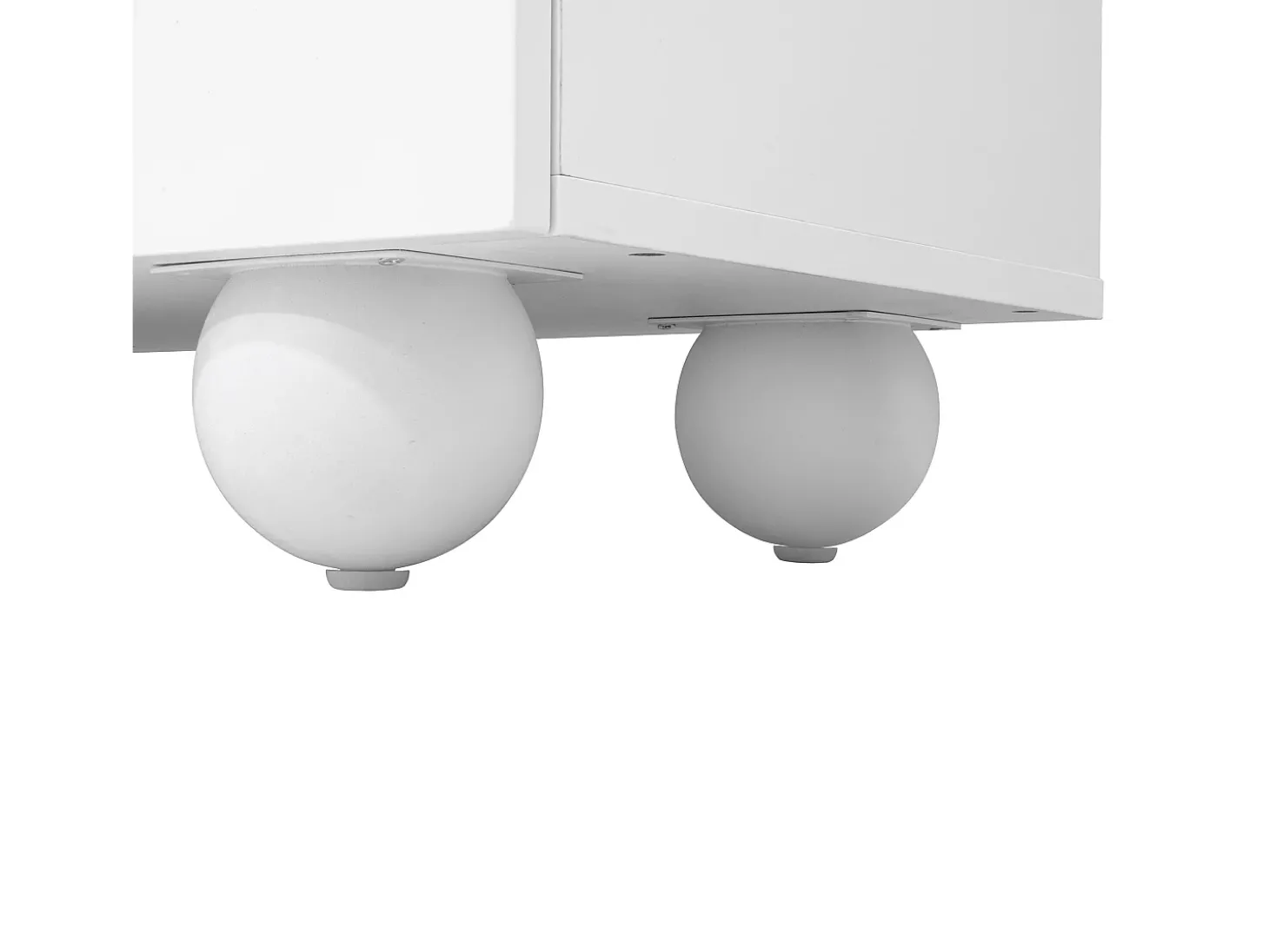 Móvel de TV branco com 4 portas - Pés redondos - MDF e madeira PB