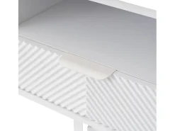 Móvel de TV branco com linhas geométricas - 2 portas e 2 gavetas