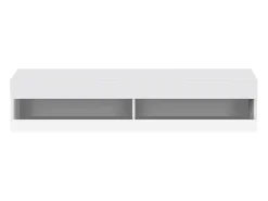 Móvel de TV branco para parede com espaço de arrumação e iluminação LED - Acabamento brilhante