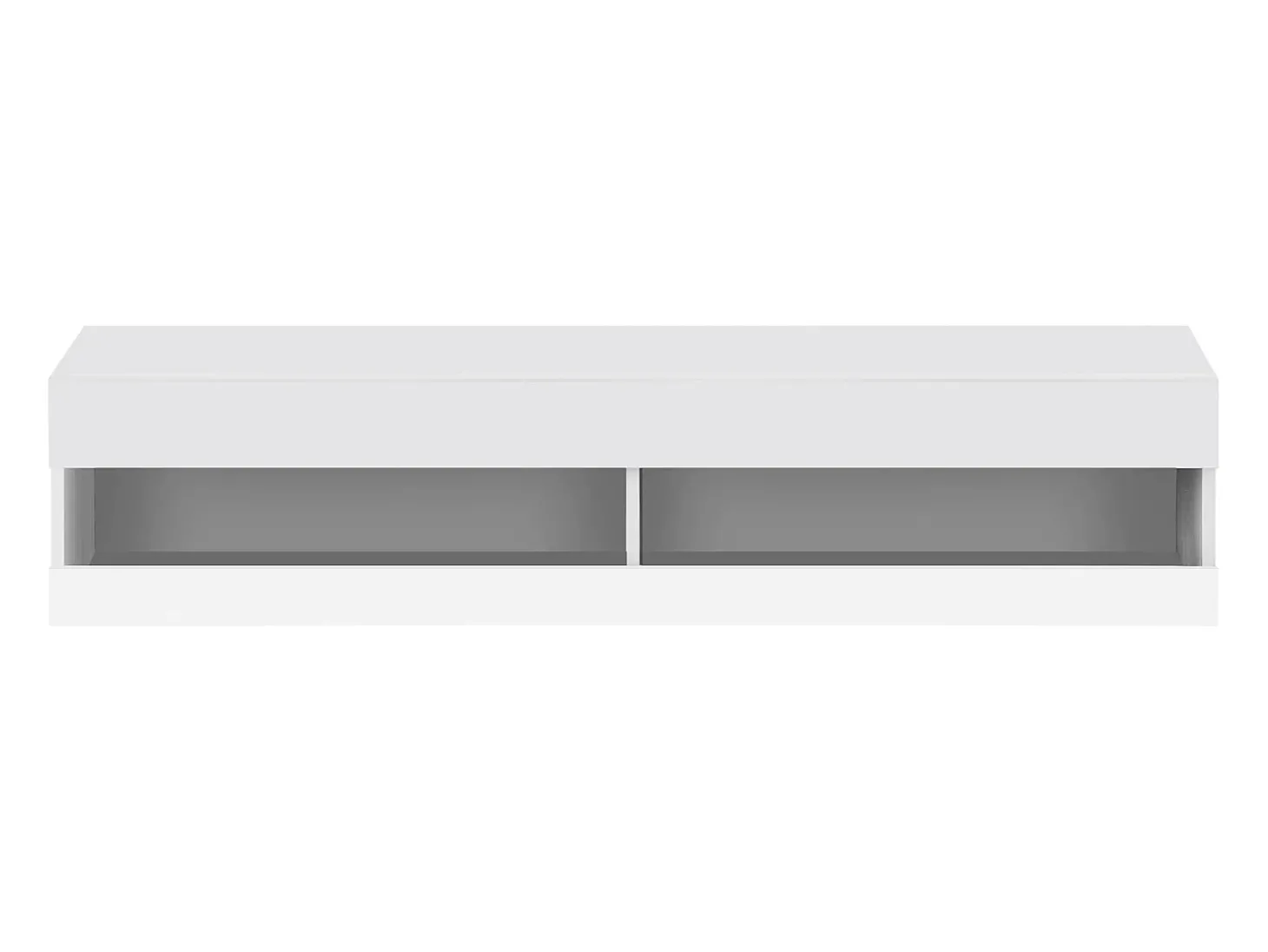 Móvel de TV branco para parede com espaço de arrumação e iluminação LED - Acabamento brilhante