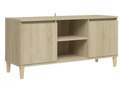 Móvel de TV c/ pernas de madeira 103,5x35x50 cm carvalho sonoma