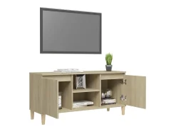 Móvel de TV c/ pernas de madeira 103,5x35x50 cm carvalho sonoma