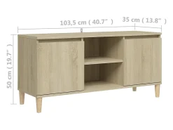 Móvel de TV c/ pernas de madeira 103,5x35x50 cm carvalho sonoma