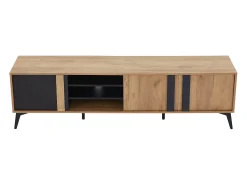 Móvel de TV castanho com 3 portas e arrumação aberta, 180x40x50 cm