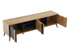 Móvel de TV castanho com 3 portas e arrumação aberta, 180x40x50 cm